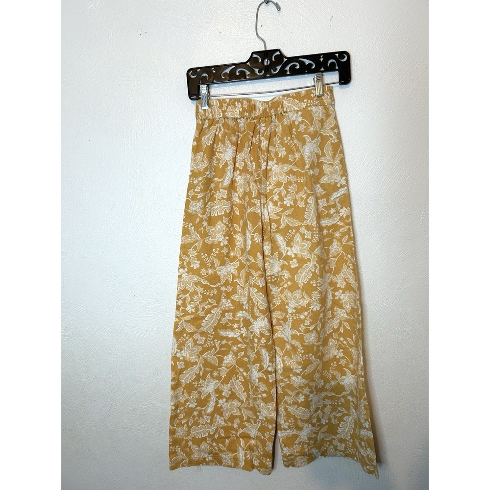 Haver + Blair London Wide Leg Floral Pants XS Yellow Linen Blend Boho Coastal - Picture 4 of 4